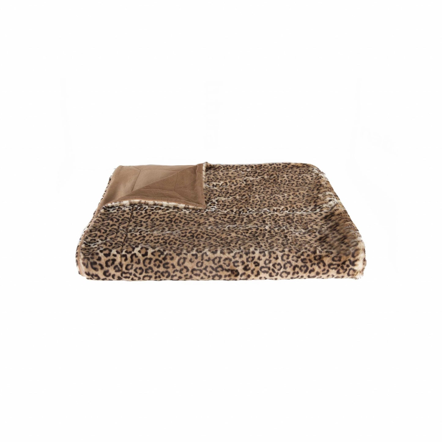 50" X 70" Brown and Black Faux Fur Leopard Plush Throw Blanket