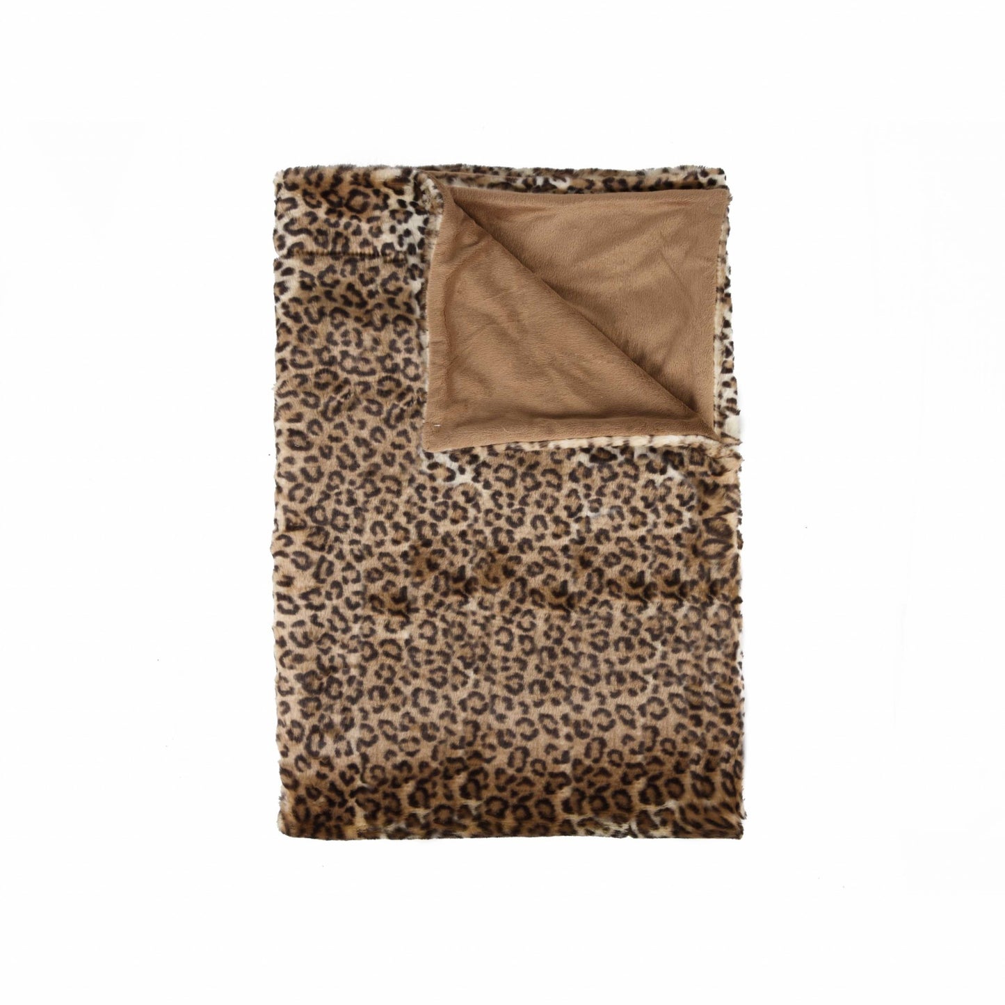 50" X 70" Brown and Black Faux Fur Leopard Plush Throw Blanket