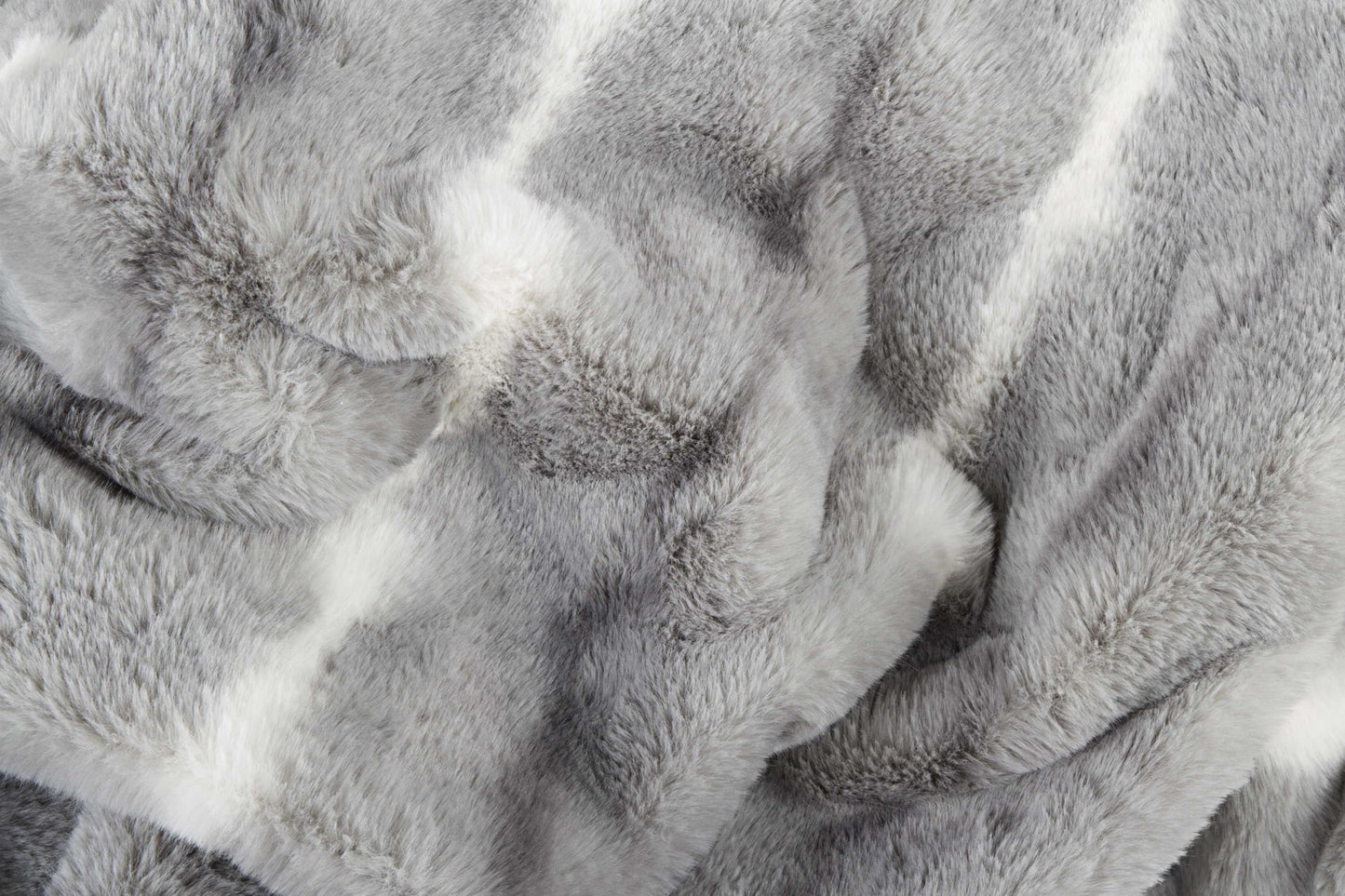 50" X 70" Gray and White Faux Fur Striped Plush Throw Blanket