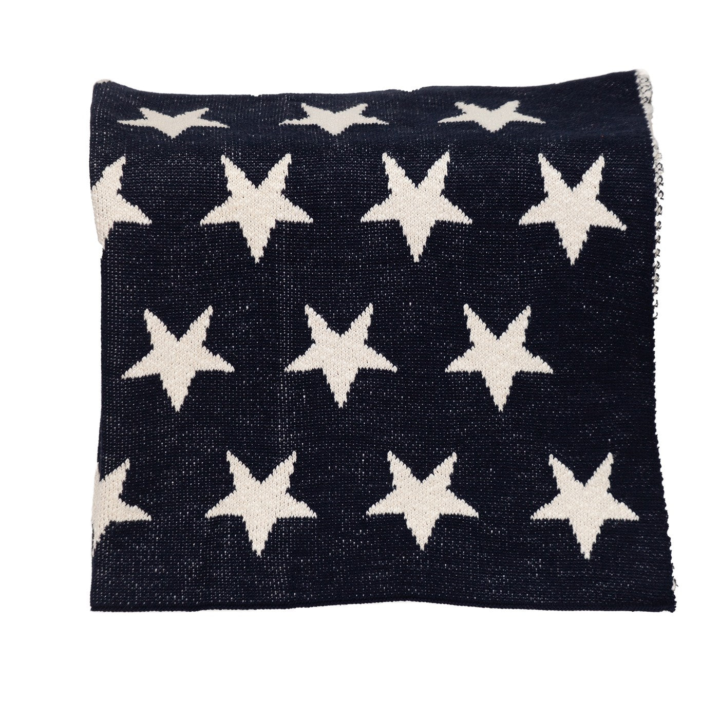 Navy Blue And White Stars Knitted Baby Blanket