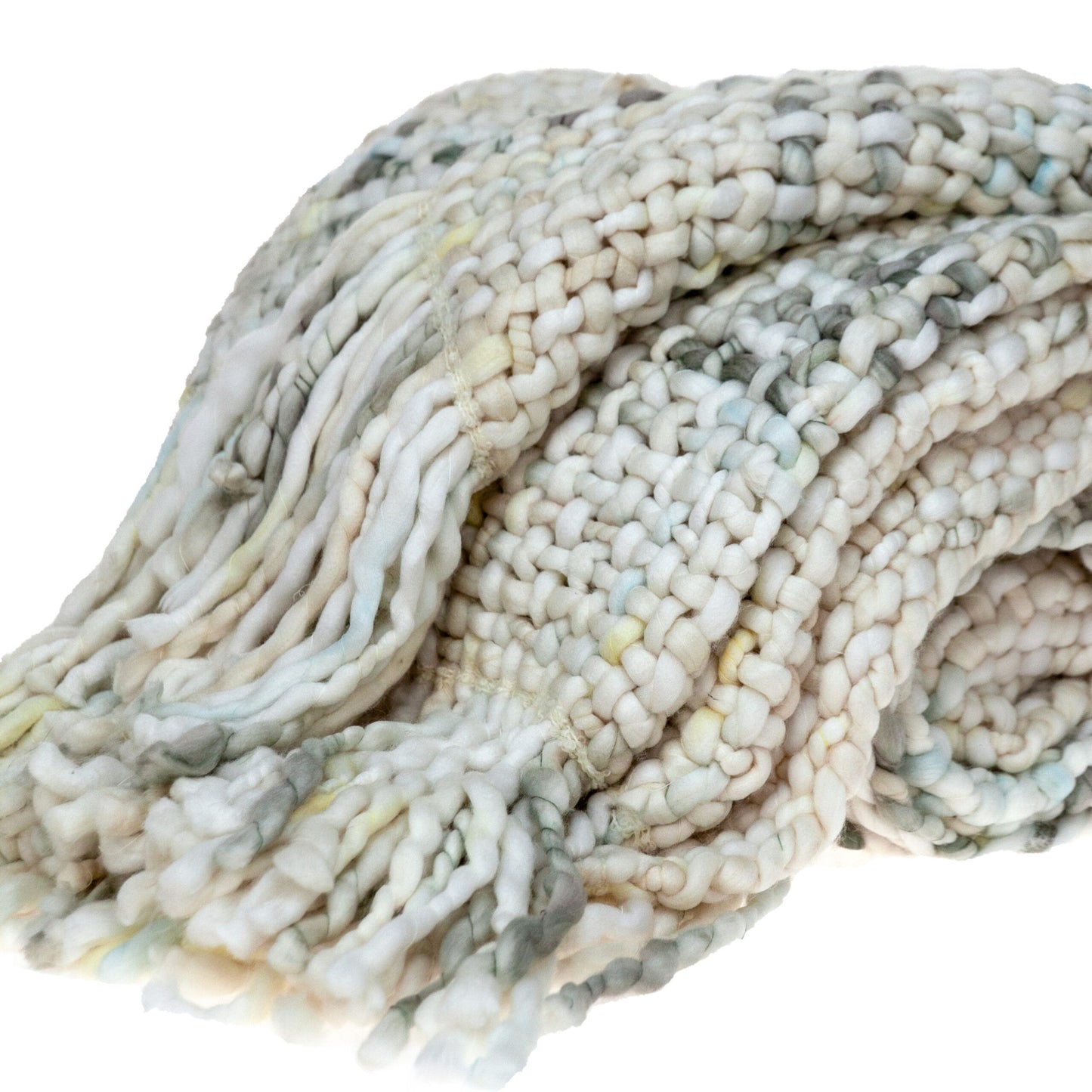 50" X 60" White and Natural Basketweave Acrylic Plush Throw Blanket with Tassels