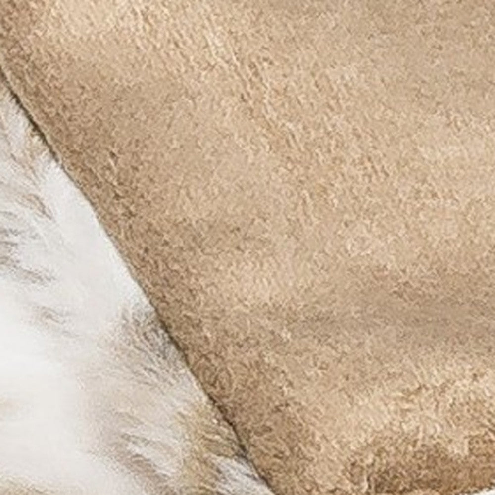 Brown And White Faux Fur Ombre Plush Throw