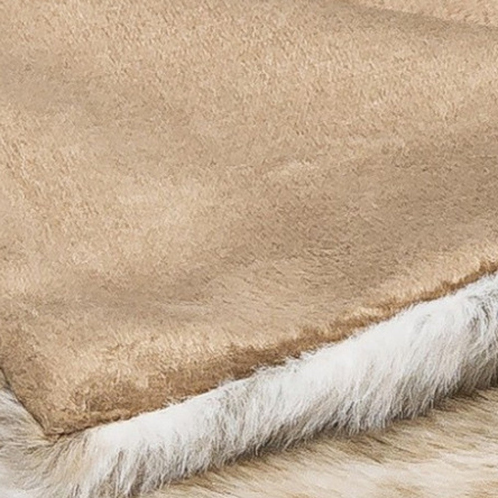 Brown And White Faux Fur Ombre Plush Throw