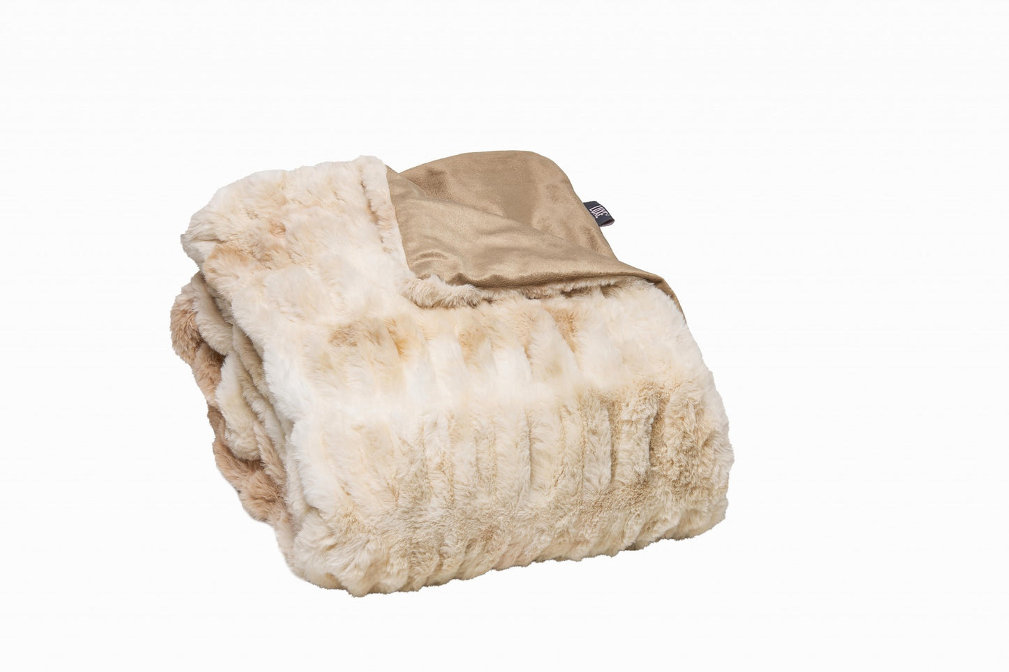 Chunky Sectioned Shades Of Beige Faux Fur Throw Blanket