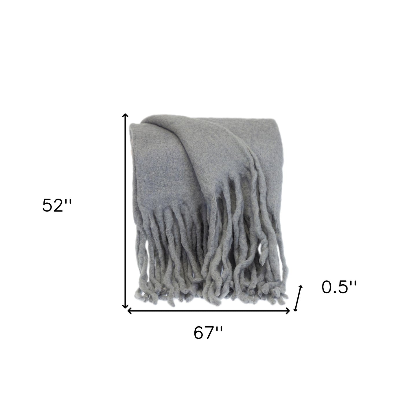 Gray Knitted Acrylic Solid Color Reversable Throw