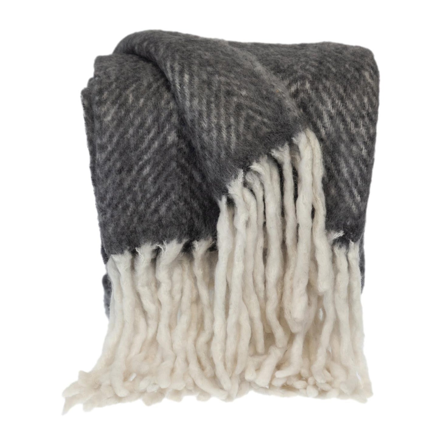 Super Soft Black and White Handloomed Mohair Throw Blanket