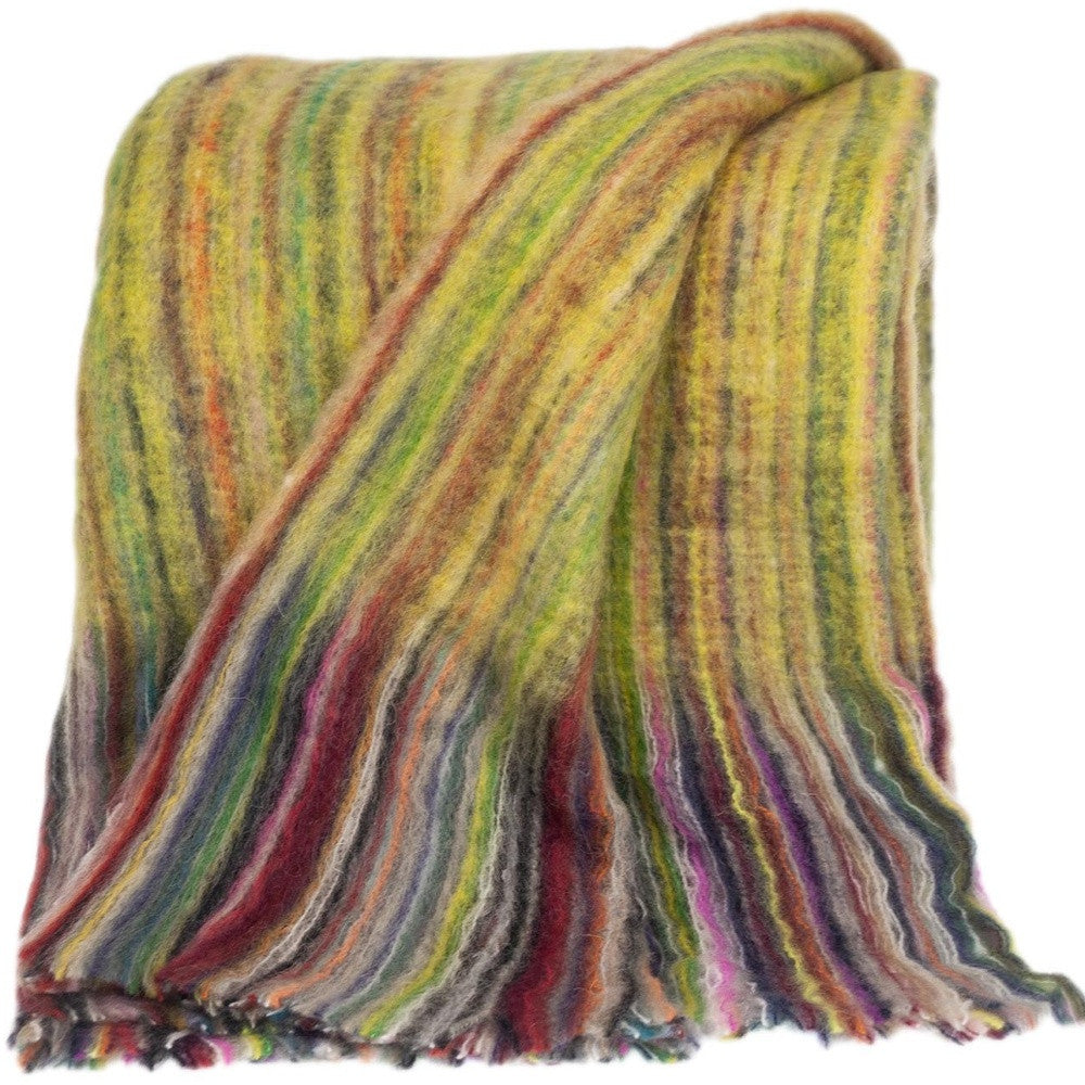 Ultra Soft Yellow Striped and Colorful Handloomed Throw Blanket