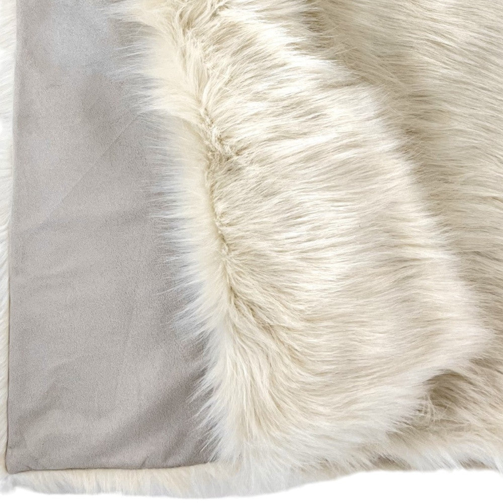 50" x 60" Royal White Long Hair Faux Fur Throw