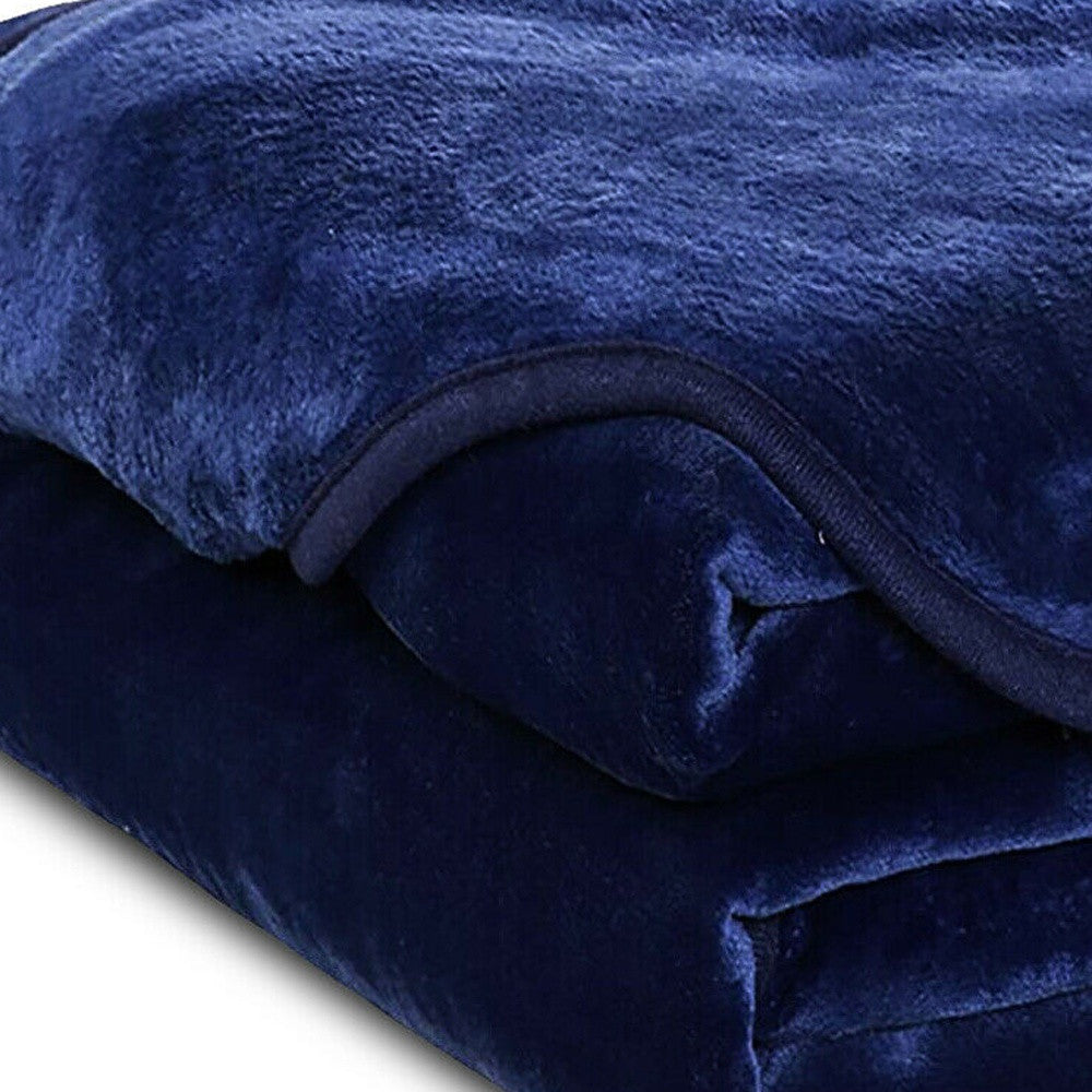 Blue Woven Polyester Solid Color Twin Xl Blanket