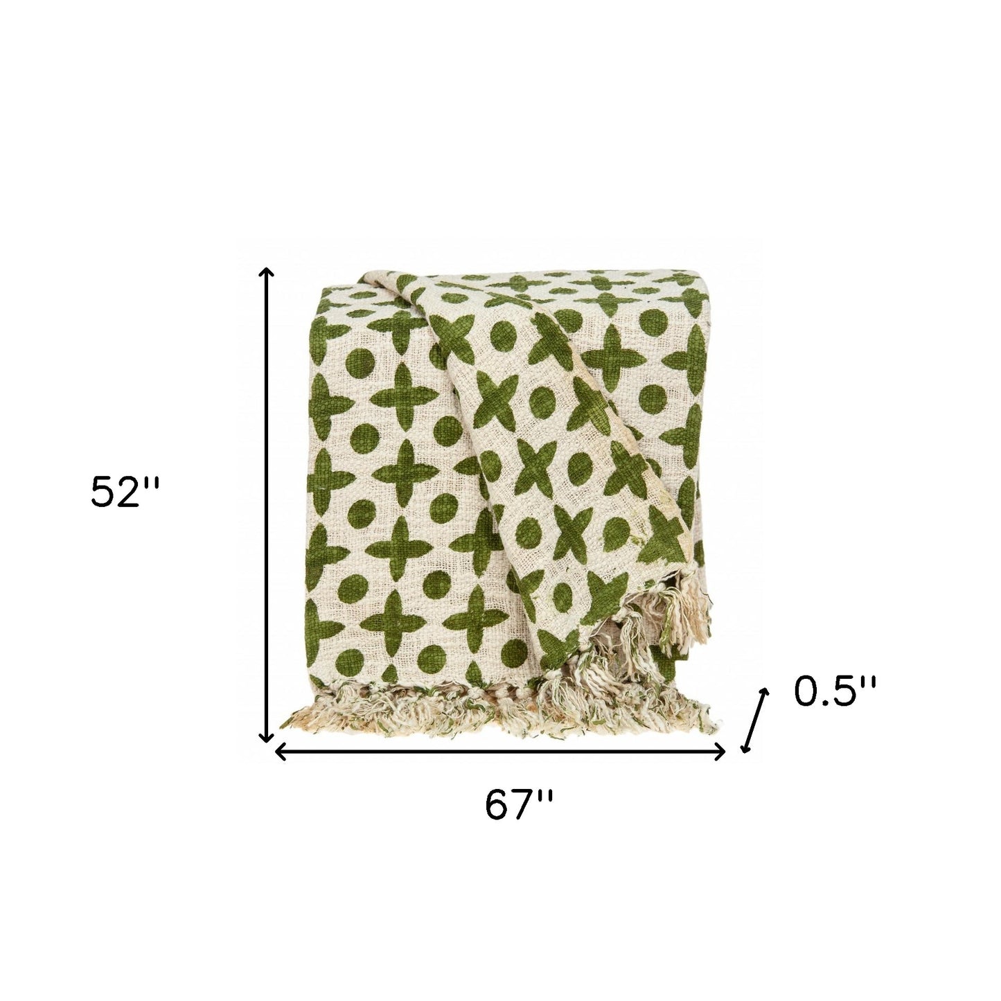 Olive Green and Beige Cotton Woven Handloom Throw