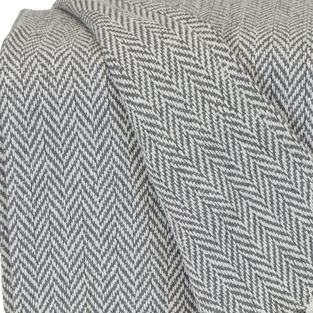 Handloomed Light Gray Cotton Throw Blanket with Tassels