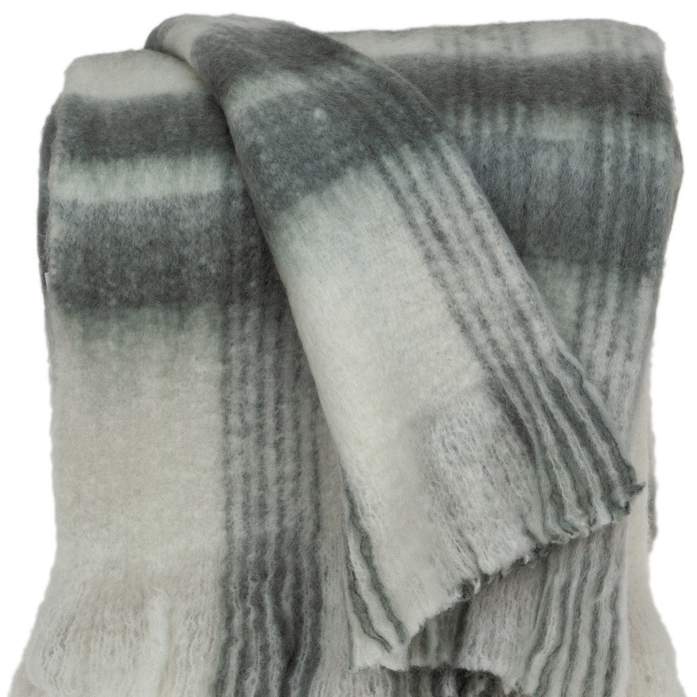 Transitional Gray and White Woven Handloom Throw