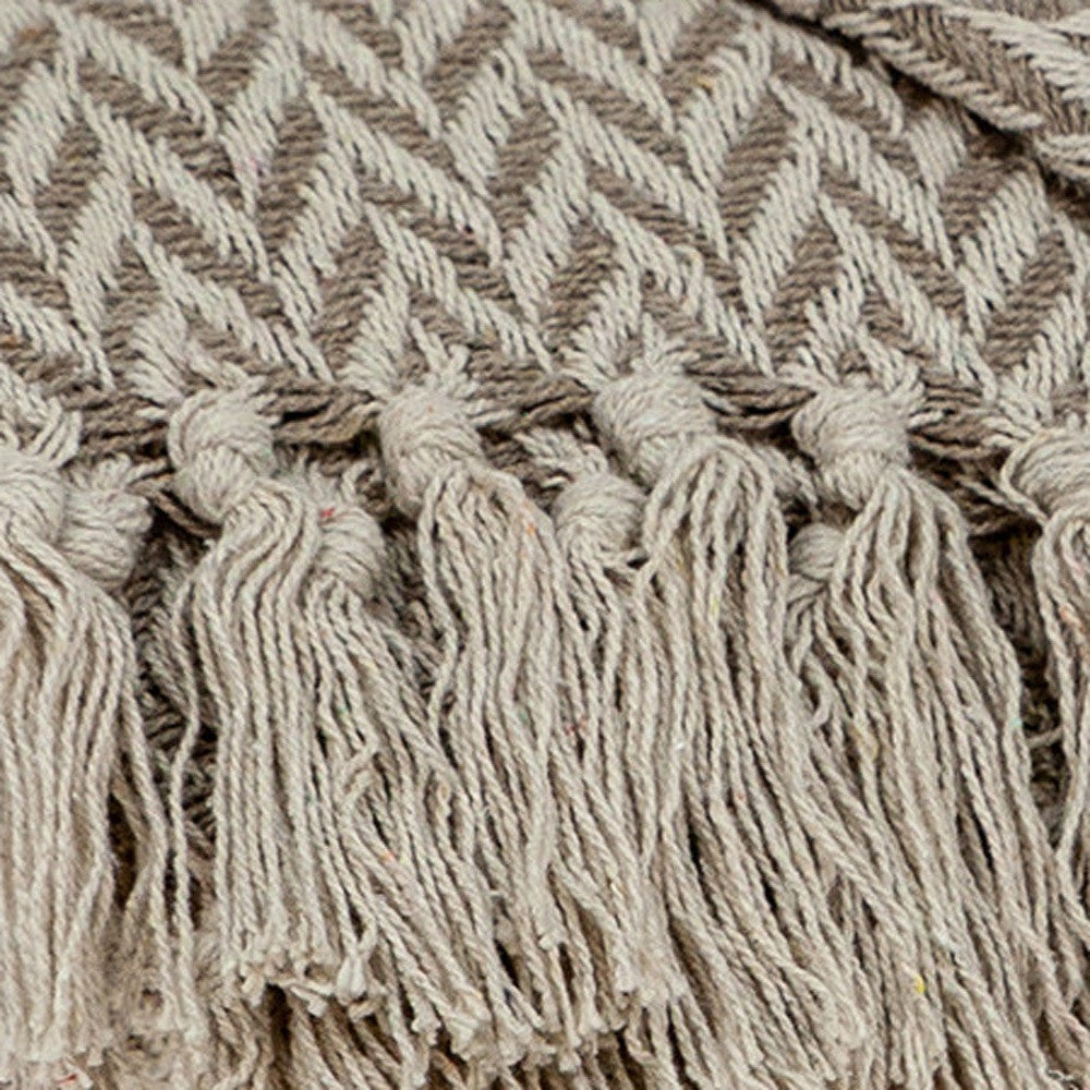 Multi Beige Herringbone Woven Handloom Throw