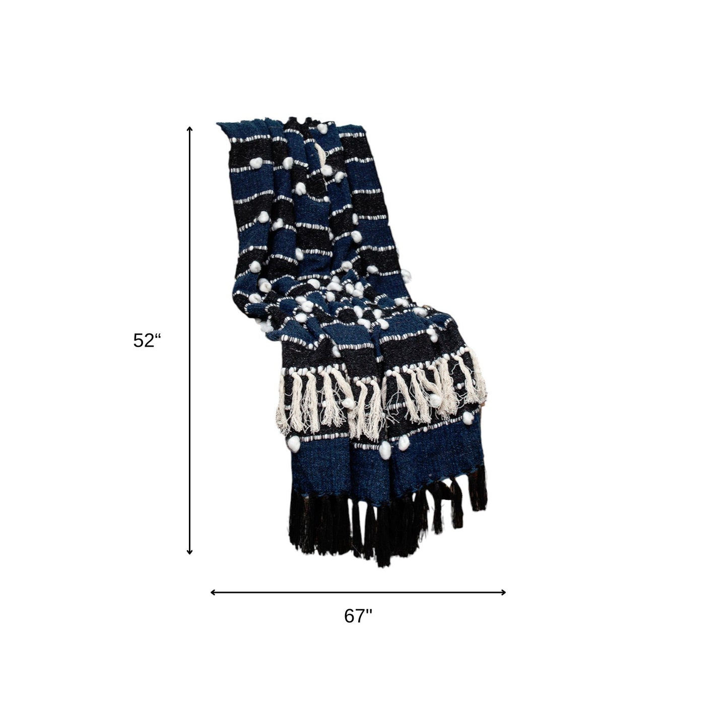 52" X 67" Blue Quilted Wool Abstract Throw Blanket