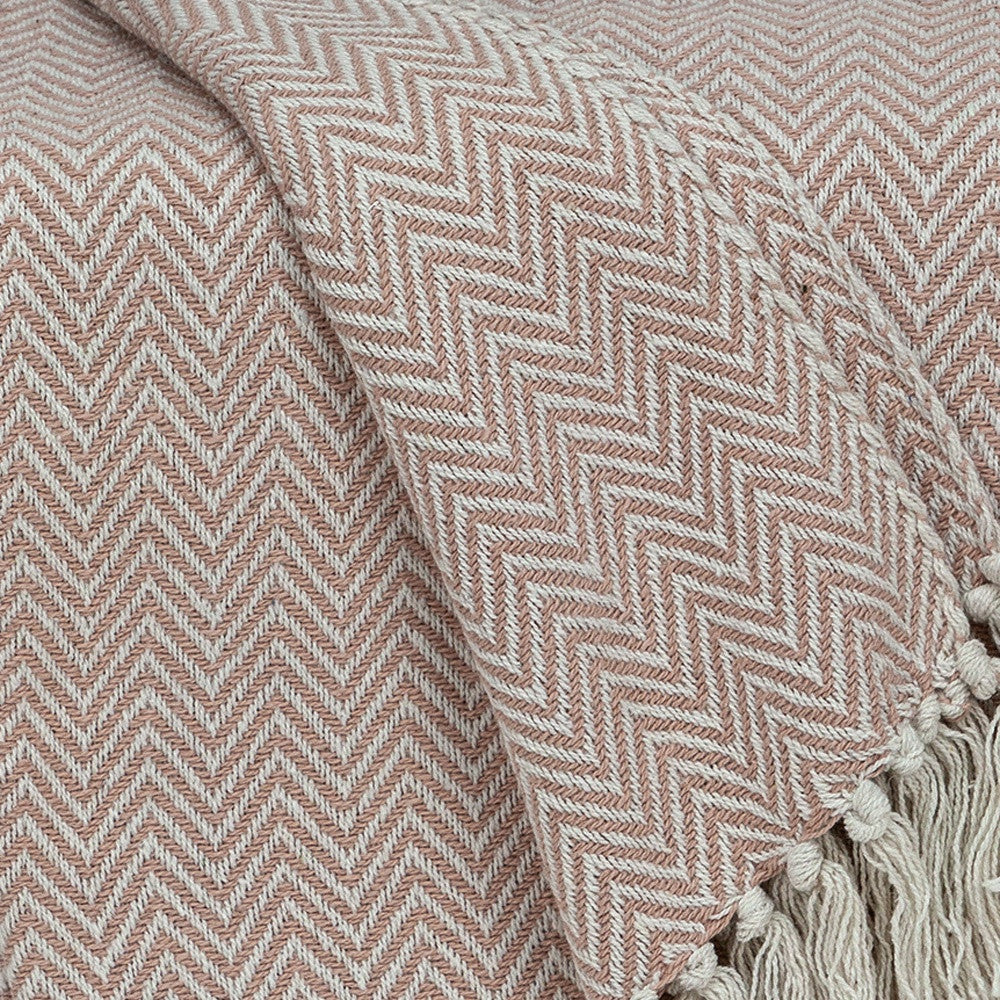 Pink Woven Cotton Solid Color Reversable Throw